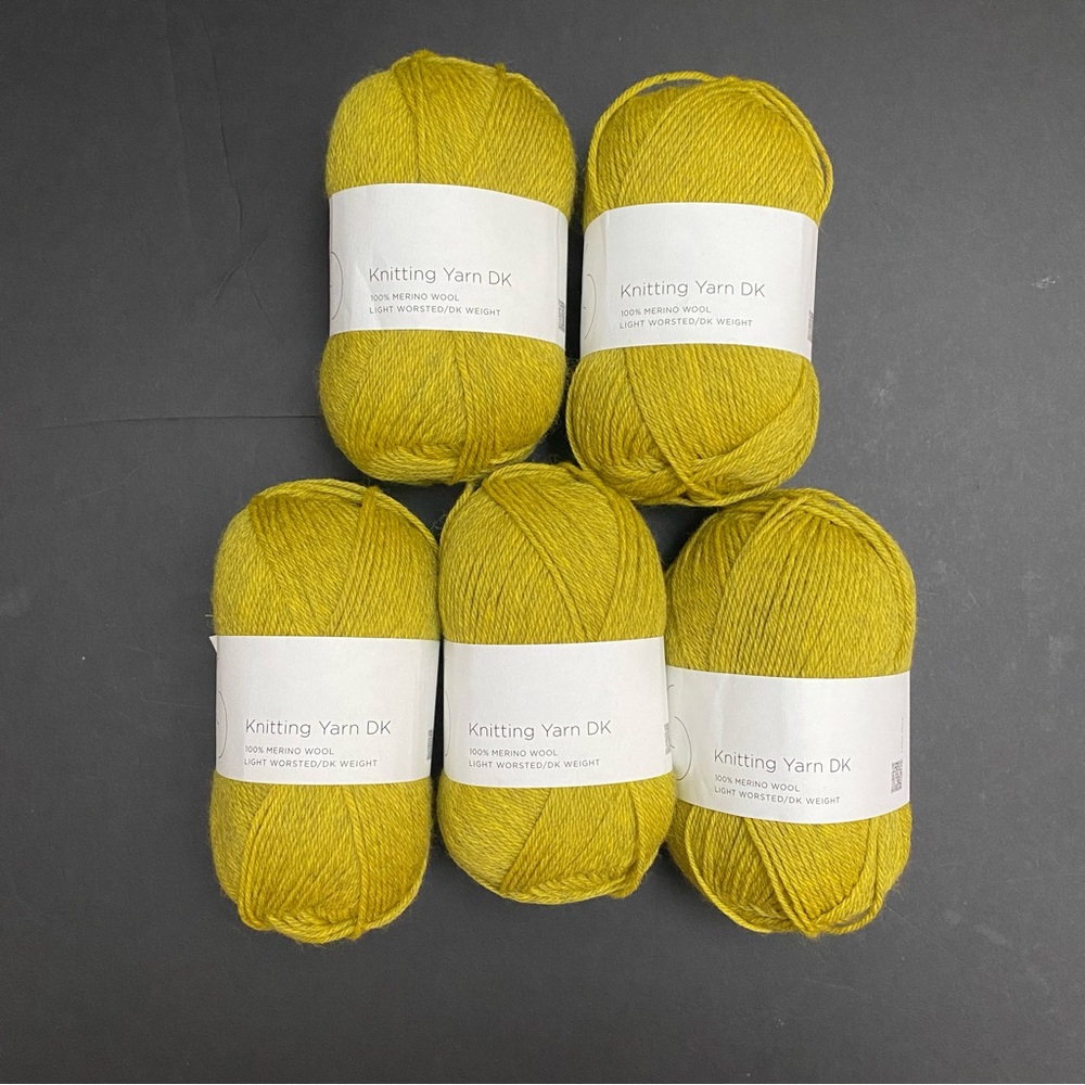 Purl Soho Knitting Yarn DK Sour Citron 100% Merino Wool Lot of 5 DYE LOT 7K6545